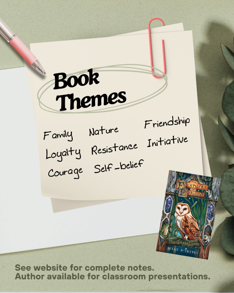 Book themes The Feathers of Farwood. Learning in the classrroom.